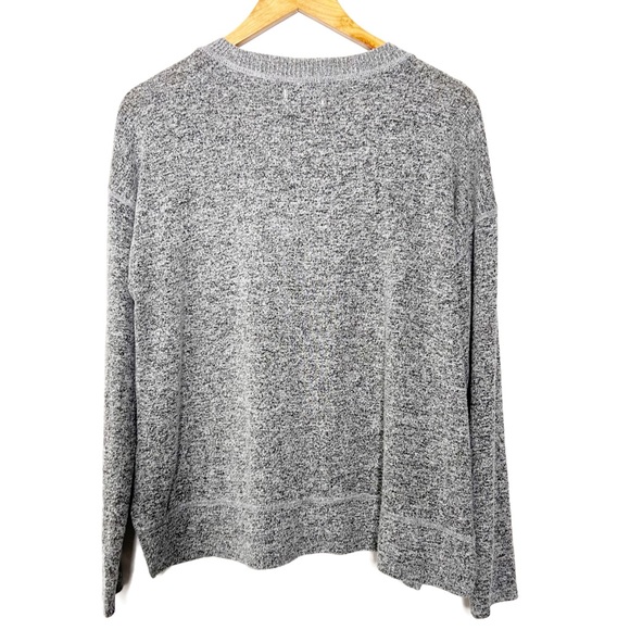 Lucky Brand Women’s Gray Black Marbled Crewneck Soft Fuzzy Long Sleeve Sweater - Picture 11 of 16